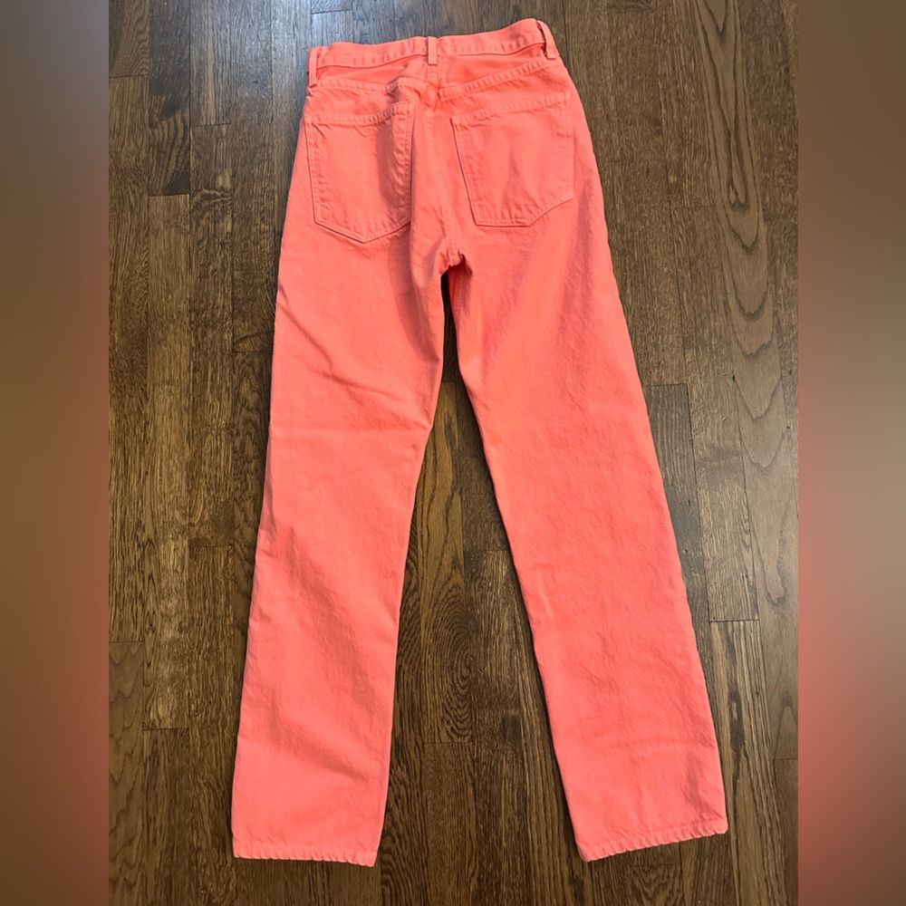 AGolde 90s Pinch Waist Straight Leg Jeans Coral Size 25 - Picture 2 of 7